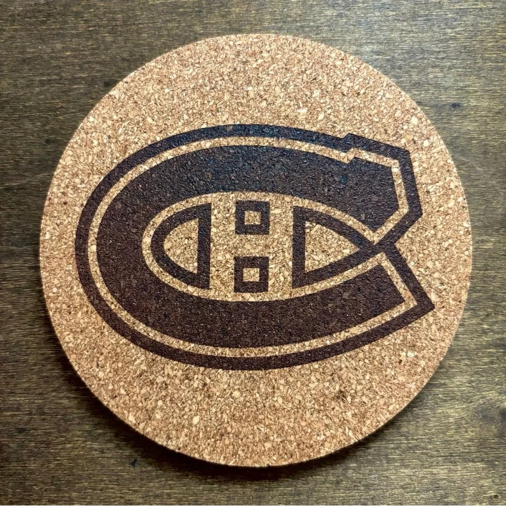 Montreal Canadiens Logo Laser Engraved Cork Coaster